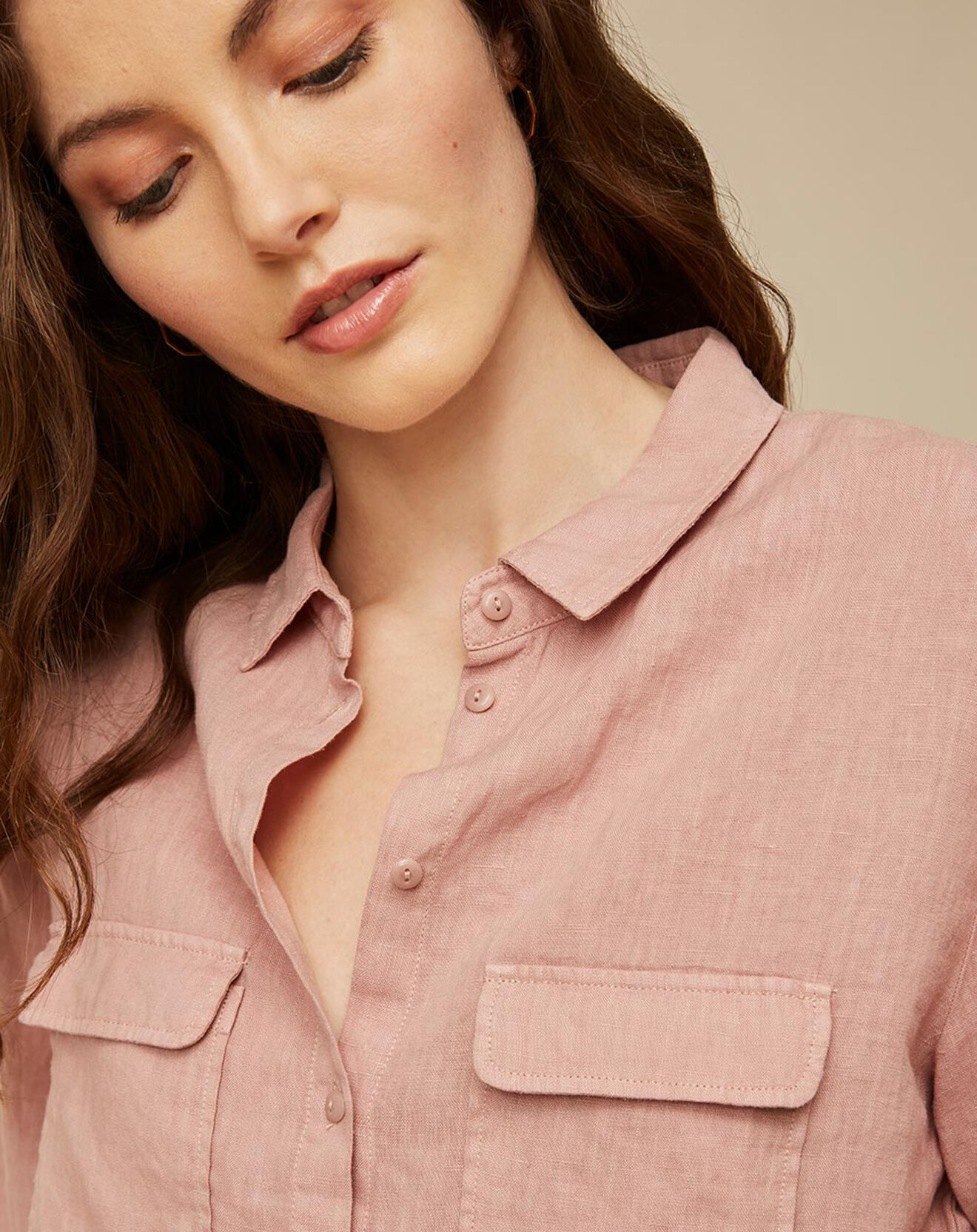 Harris Wilson Chemise 100% Lin Carole poudre