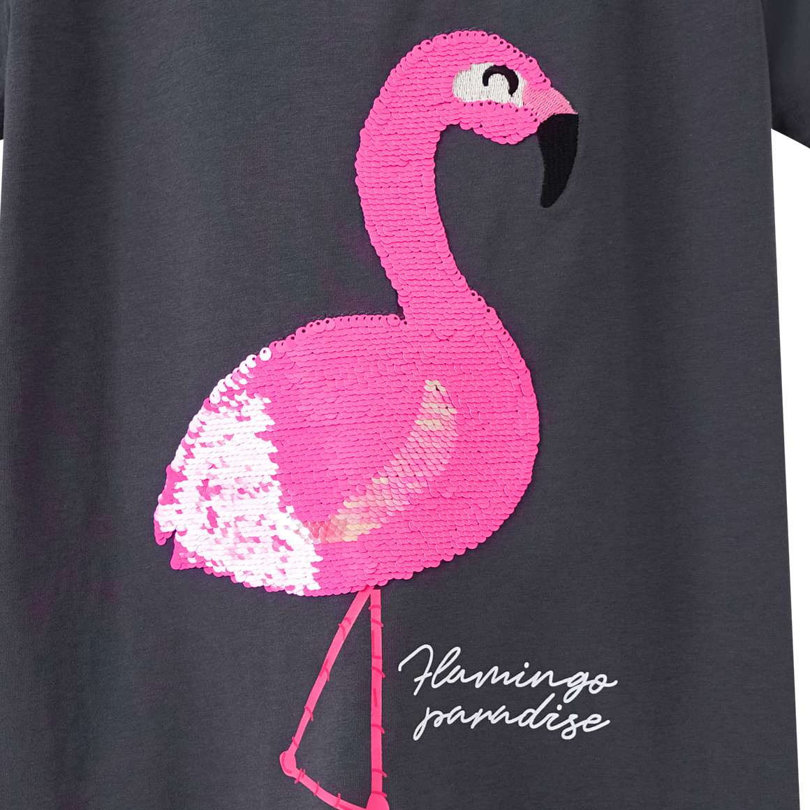 Yigga Mädchen T-Shirt mit Wendepailletten dunkelgrau