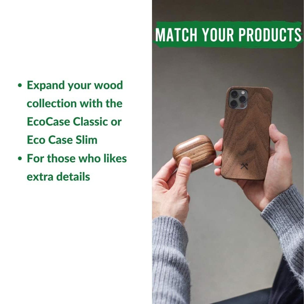 AirPods Pro EcoCase Slim Echt Holz Hülle Walnuss FSC Zertifiziert (ECO506) - Dunkelbraun