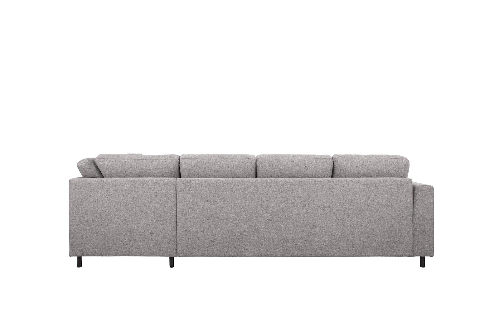 Oslo U-sofa Sjeseong venstre og åpen ende høyre. Tekstil Neve 85 Steel Grey med sorte ben