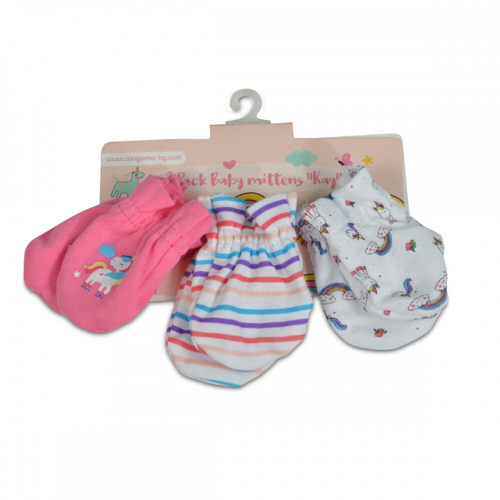 Cangaroo Baby-Fäustlinge Kay 3er Set, aus 100% Baumwolle, Erstlingshandschuhe rosa