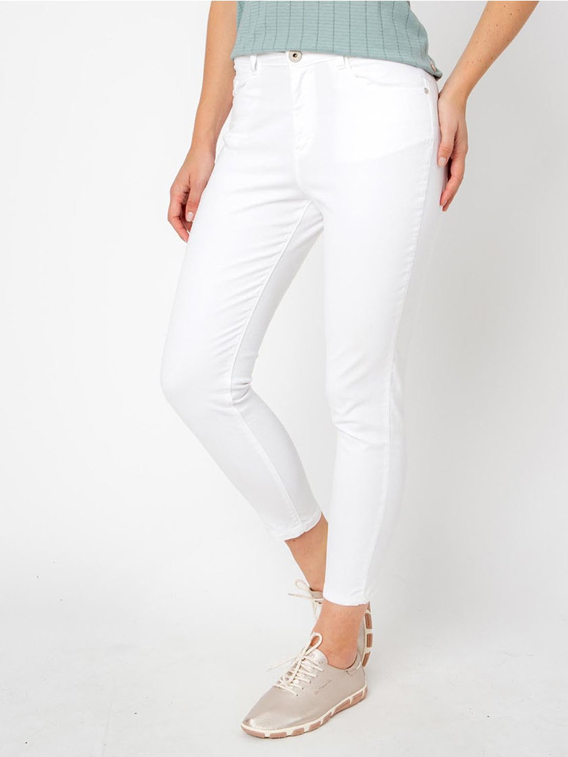 Pantalon Femme 7\/8 Coton Biologique Blanc
