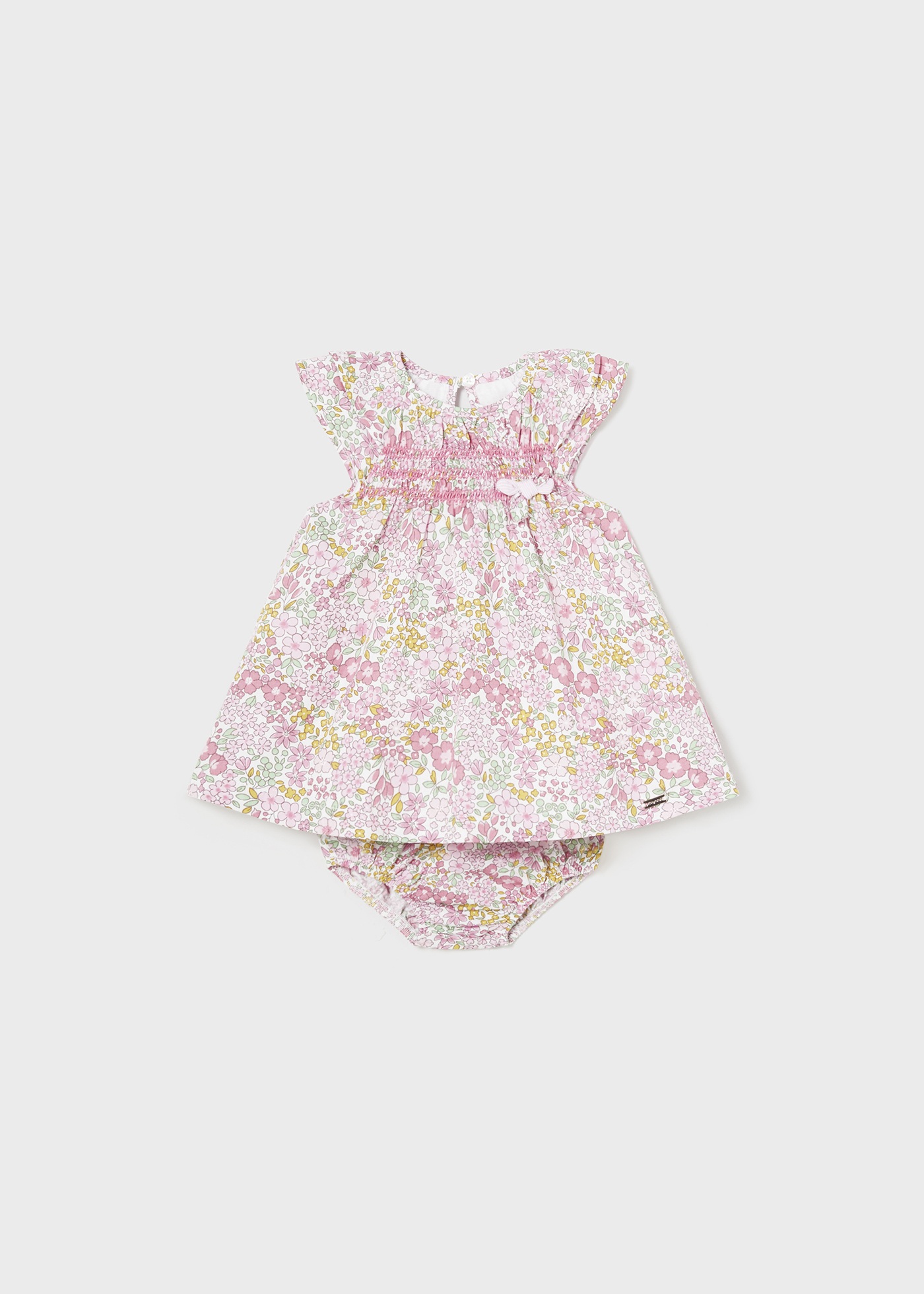 Vestido Better Cotton para recém-nascido com estampa de dente-de-leão e capa para fralda.