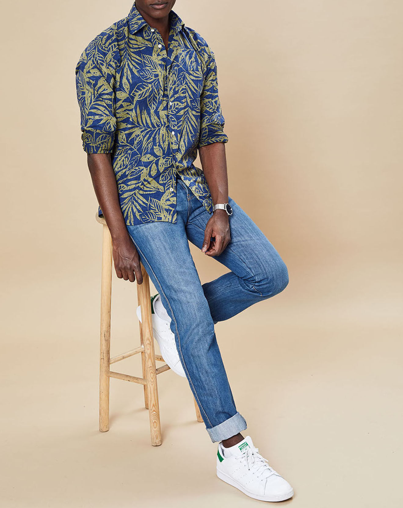 Hartford Chemise Regular Fit Paul imprimée marine/vert