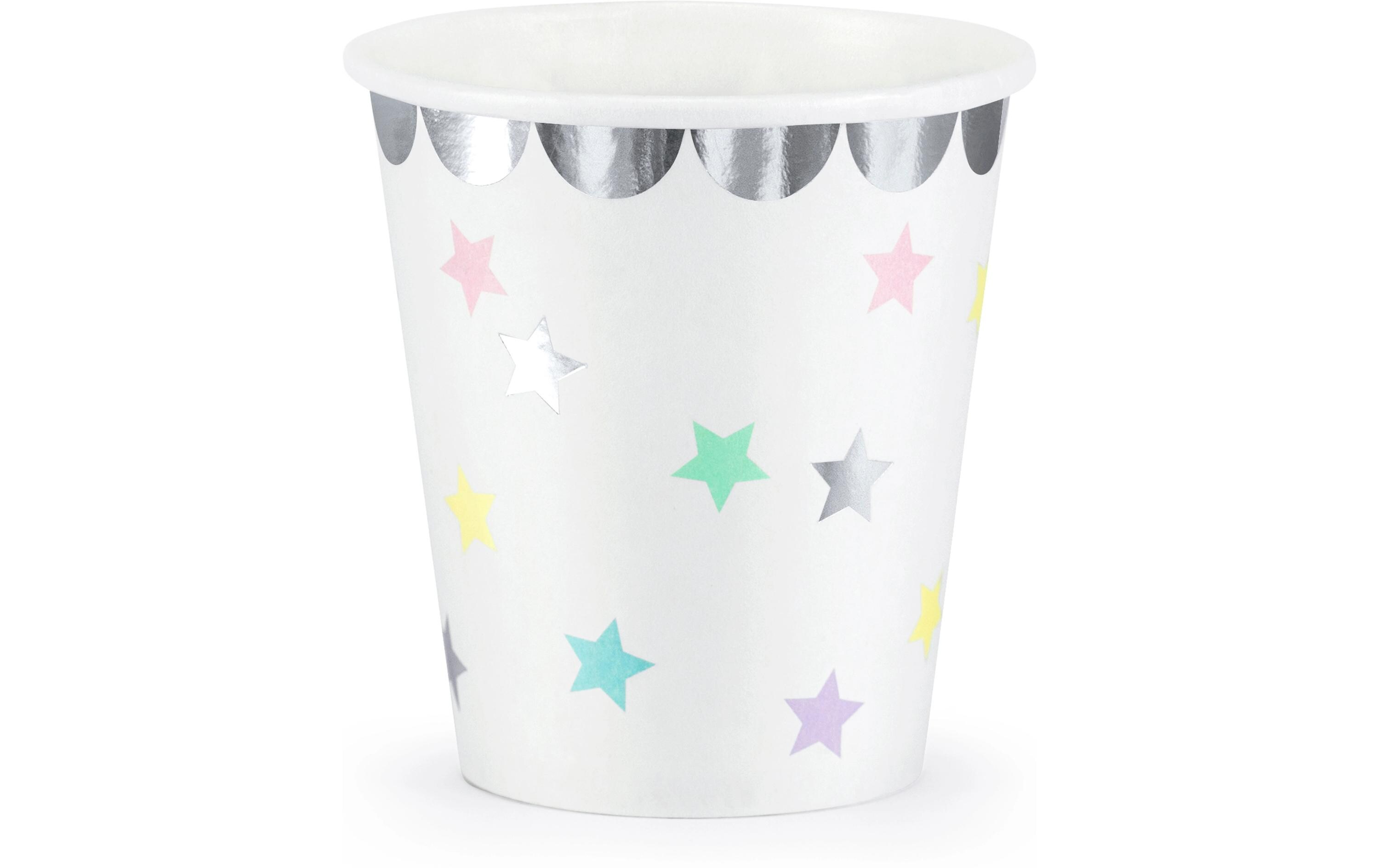 Einwegbecher Einorn/Sterne 6 StückPappbecher für Kindergeburtstag
