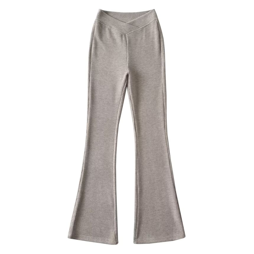 Osion - Hoge taille effen bootcut gebreide broek