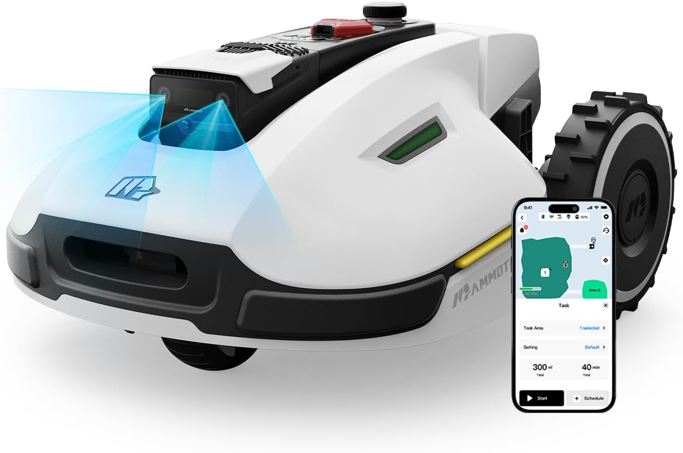 MAMMOTION YUKA 2000 Mähroboter ohne Begrenzungskabel, Max. 2400m², Keine RTK-Antenne, Auto-Kartierung,2000m², Intelligenter Rasenmäher Roboter mit 4G-Modul, 50% Steigung (yuka-2000 Upgrade)