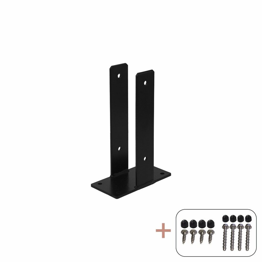 STOLPEFOT PLUS U-FORMET FOR FUNDAMENT 9X9CM SVART
