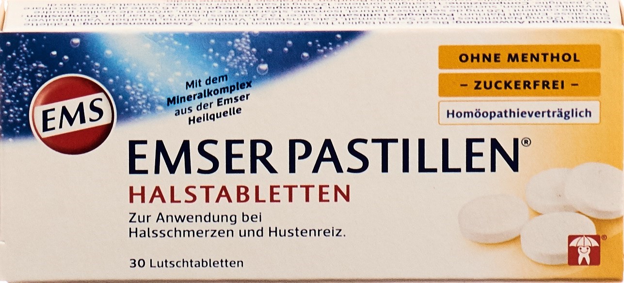 EMSER PASTILLEN Pastillen zuckerfrei ohne Menthol Blist 30 Stk<br>30 Stück, Blister, Lutschtablette, zuckerfrei ohne Menthol
