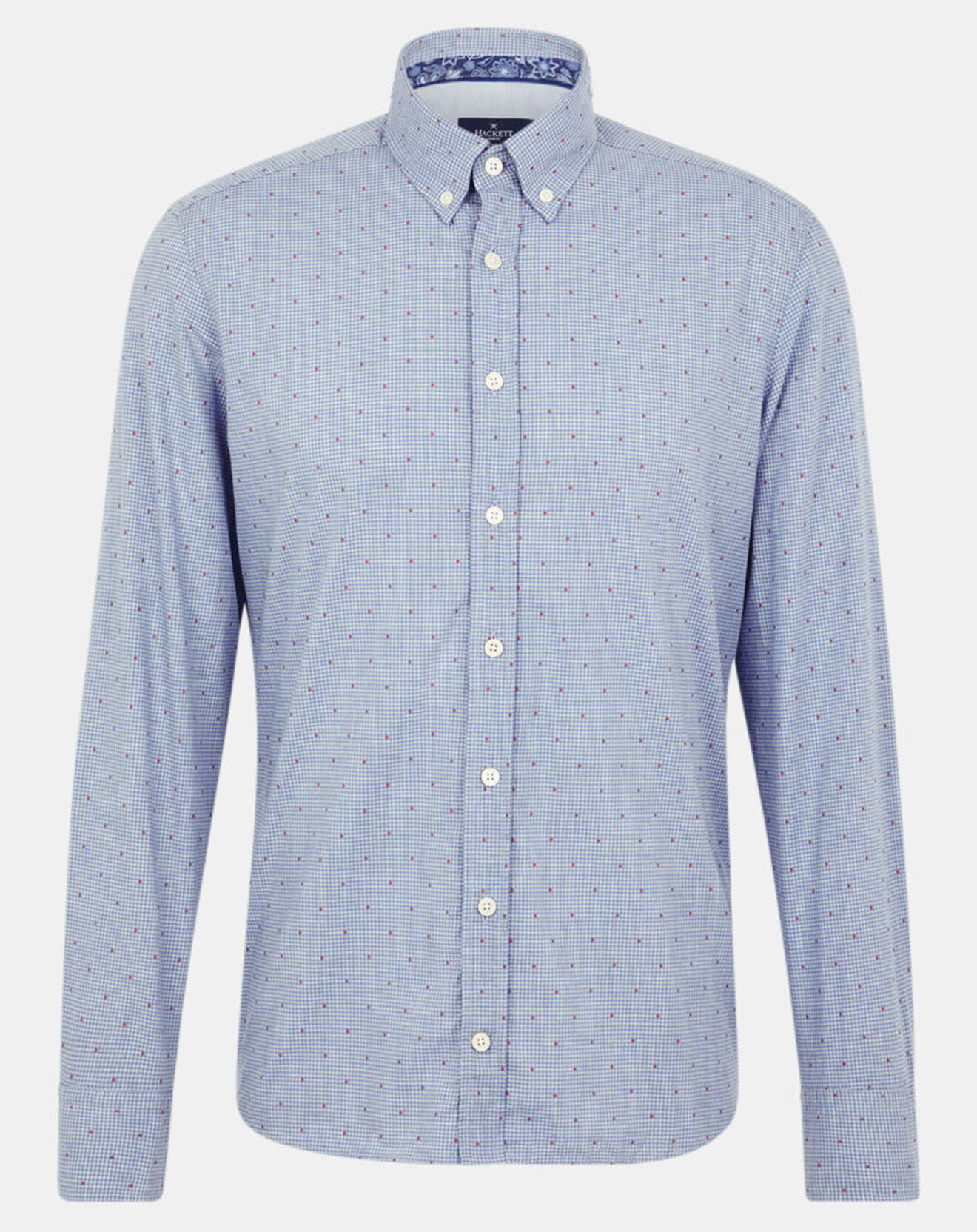 Hackett London Chemise Slim Fit Wash fil coupé bleue