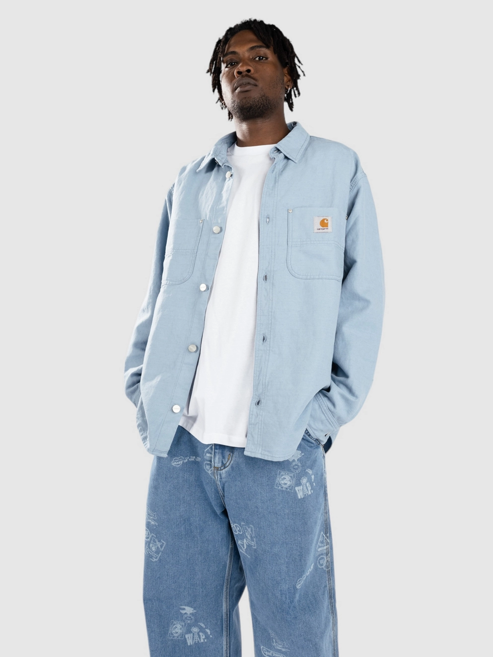 Carhartt WIP Walter Jac Shirt misty sky rinsed