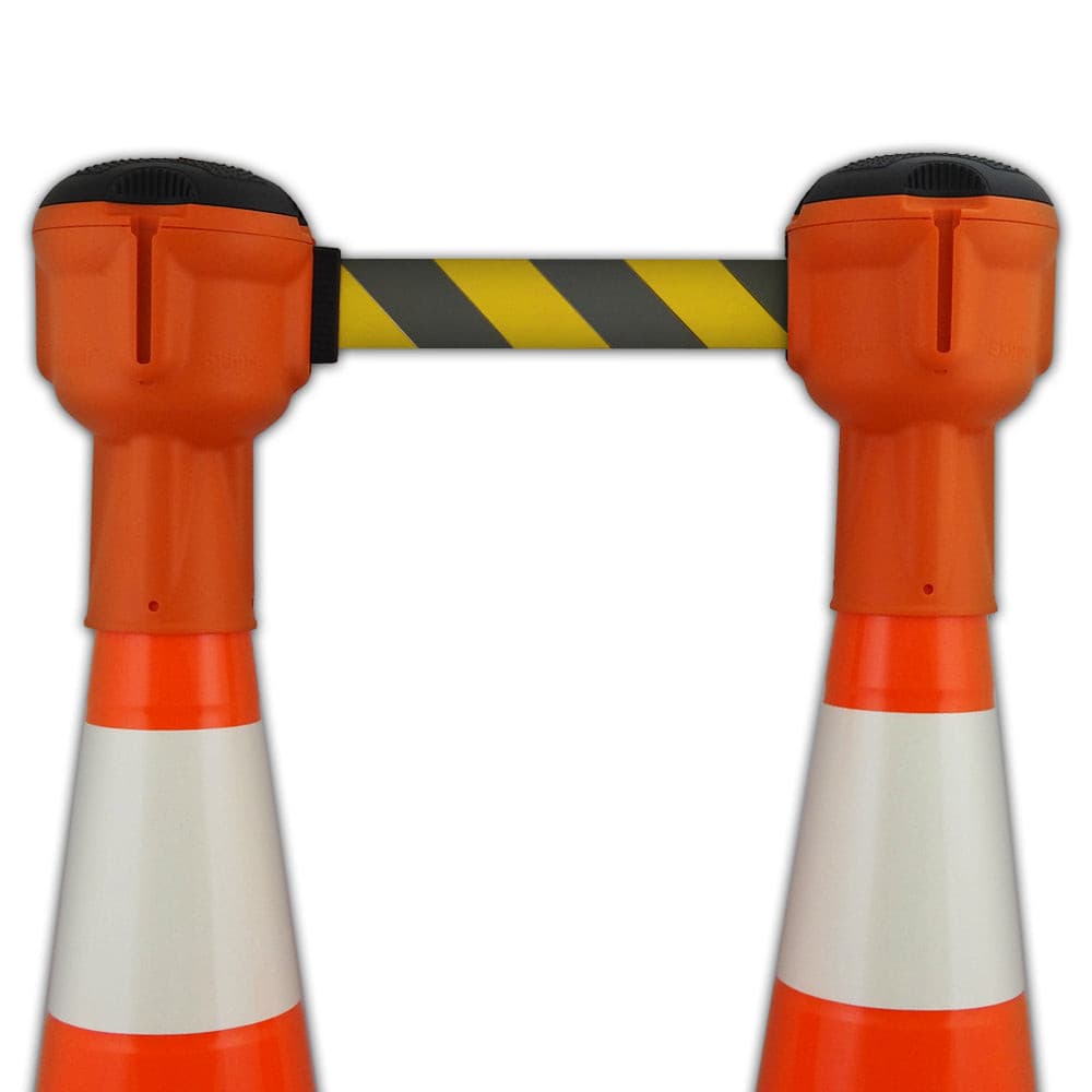 UVV crowd control systeem Speed Skipper geel/zwart 9m tape + 75cm reflecterende kegels / 3 kegels + 2 schippers + 1 dummy