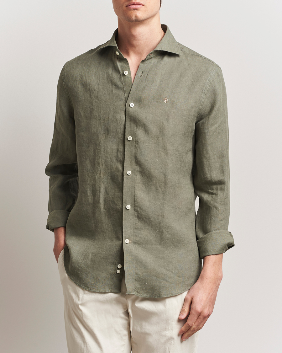 Morris Slim Fit Linen Shirt Green