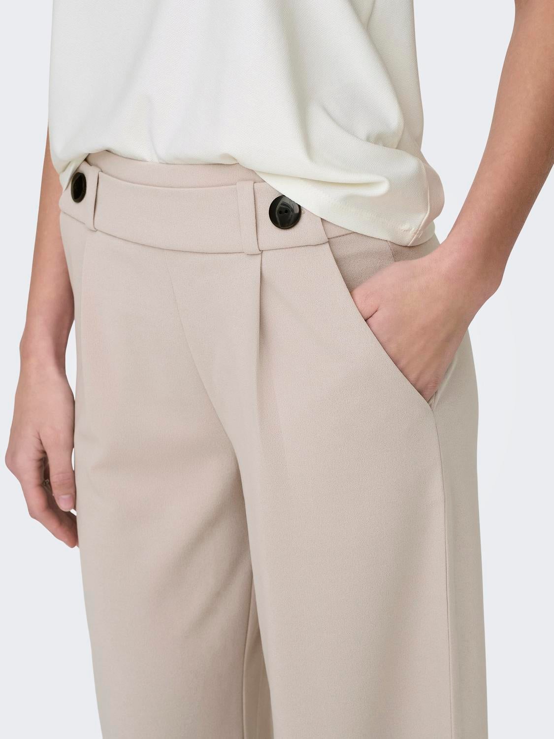 JDYGEGGO Mittlere Taille Weiter Beinschnitt Hose mit weitem Beinschnitt Chateau Gray