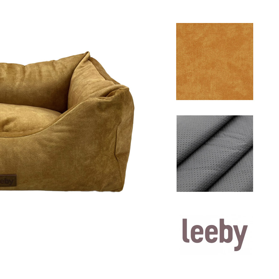Cama para cães Leeby dourada, impermeável e removível
