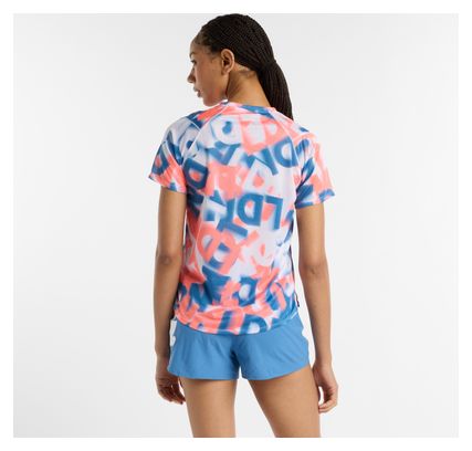 Maillot manches courtes New Balance London Edition Printed Athletics Blanc/Rouge/Bleu Femme