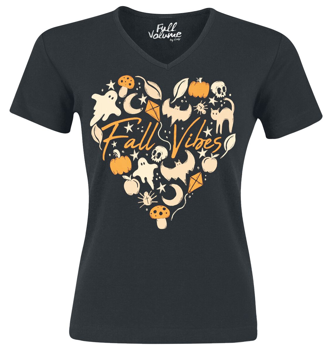 T-shirt Halloween avec motif coœur automnal | Full Volume by EMP T-Shirt Manches courtes