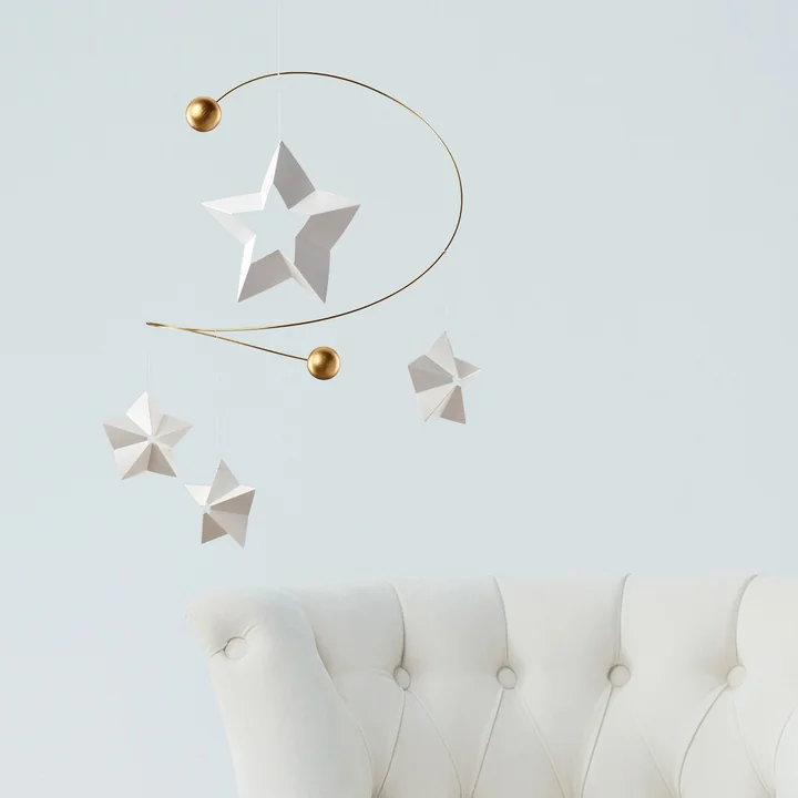 Flensted Mobiles - Starry Night Mobile 4, weiss / gold