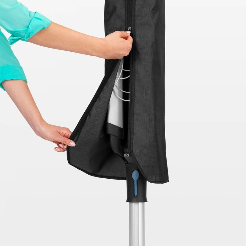 Brabantia Lift-O-Matic Advance Droogmolen - met Kunststof Betonanker, Beschermhoes en Wasknijpertasje - 60 m - Metallic Grey