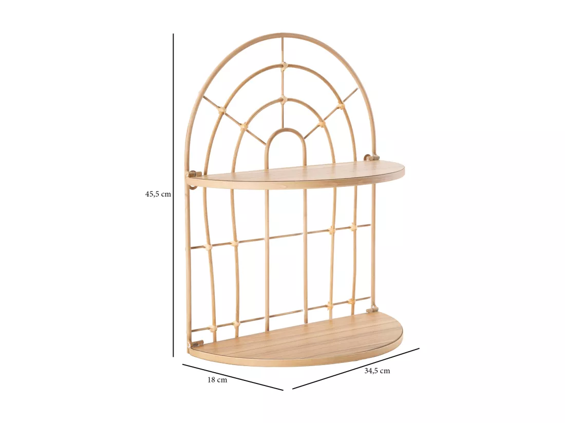 Etagère murale double en métal marron 34,5x18x45,5 cm