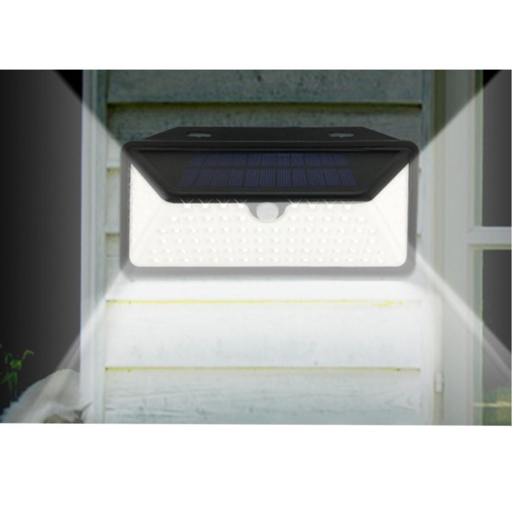 102 LED's Solar Outdoor Lampe Garten Wandleuchte Aussen Beleuchtung mit Infrarot Sensor (IP65) - Schwarz