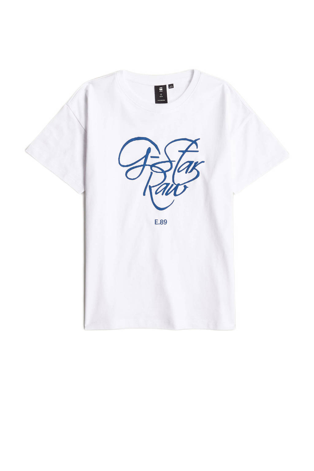G-STAR T-shirt met logo wit/donkerblauw