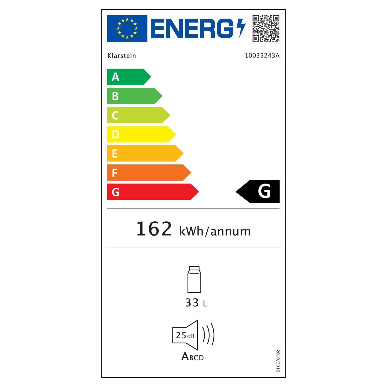 Happy Hour 33 Minibar 33L 5-15°C EEK G 25dB LED-Licht