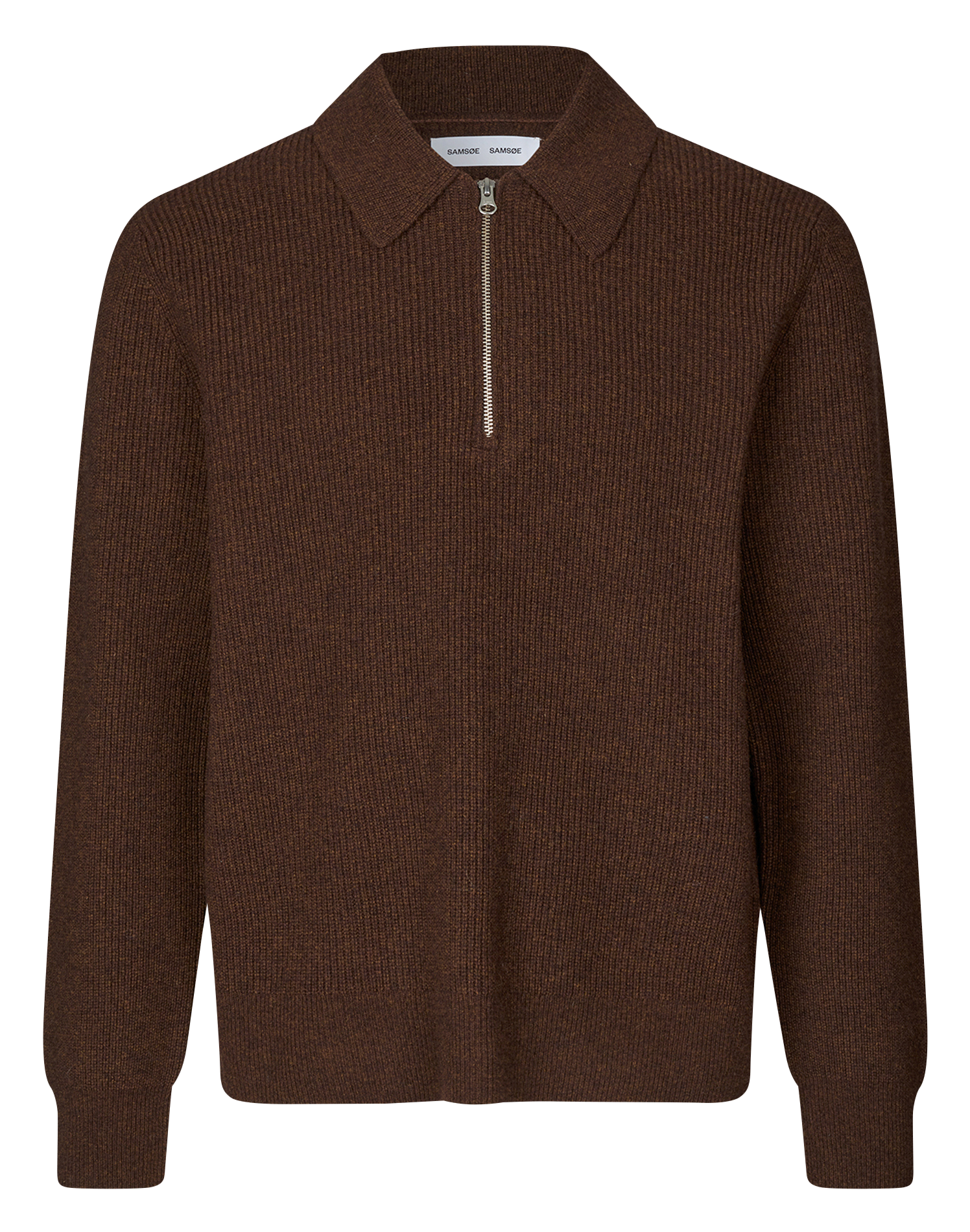 SAISAKS - Pull polo en laine mérinos| Marron
