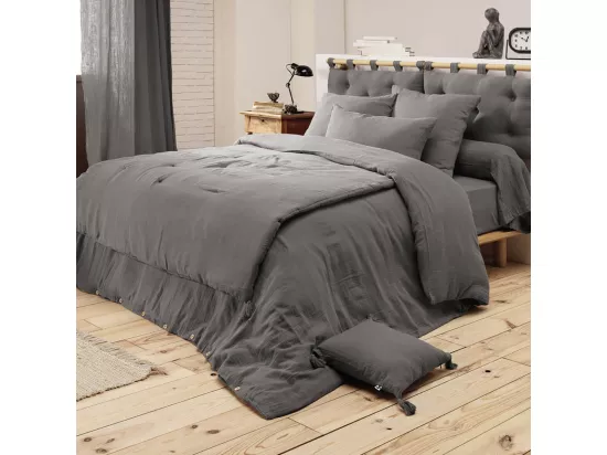 OUREA - Taie de Traversin 85x185cm Gaze de Coton Granit