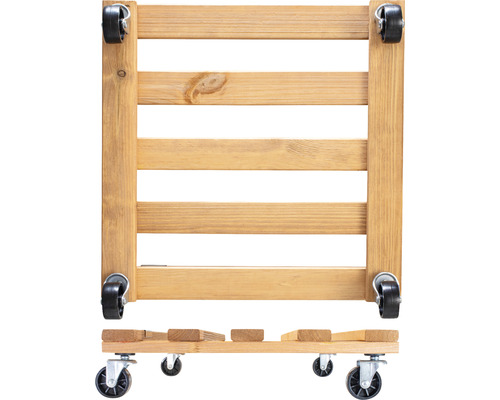 Wagner plantenwagen met kunststof wielen, 38 x 38 x 9,5 cm, hout, bruin