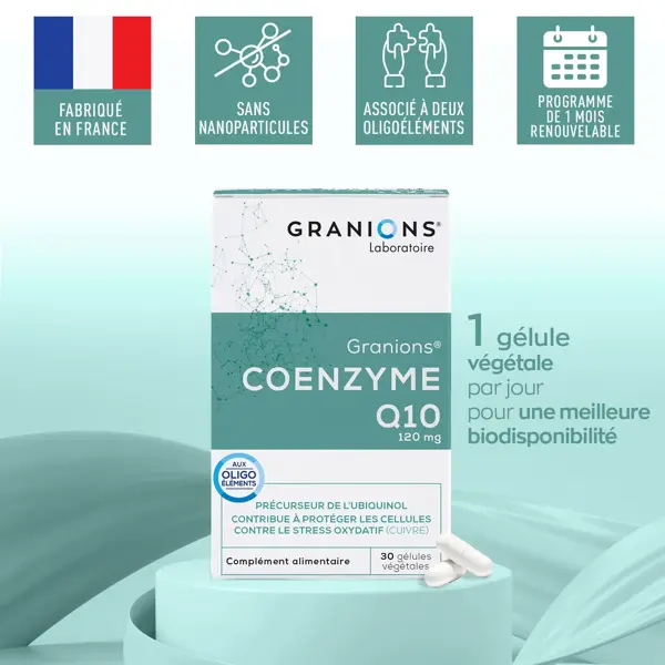 Granions Coenzyme Q10 - lot de 3 - Complément Alimentaire Peau - 3 x 30 gélules - cure de 3 mois