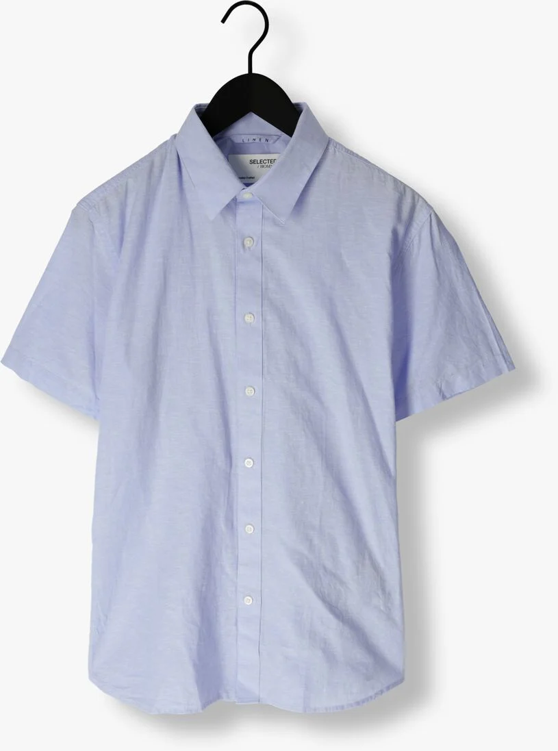 SELECTED HOMME blauwe selected homme casual overhemd slhslimnew-linen shirts ss classic w