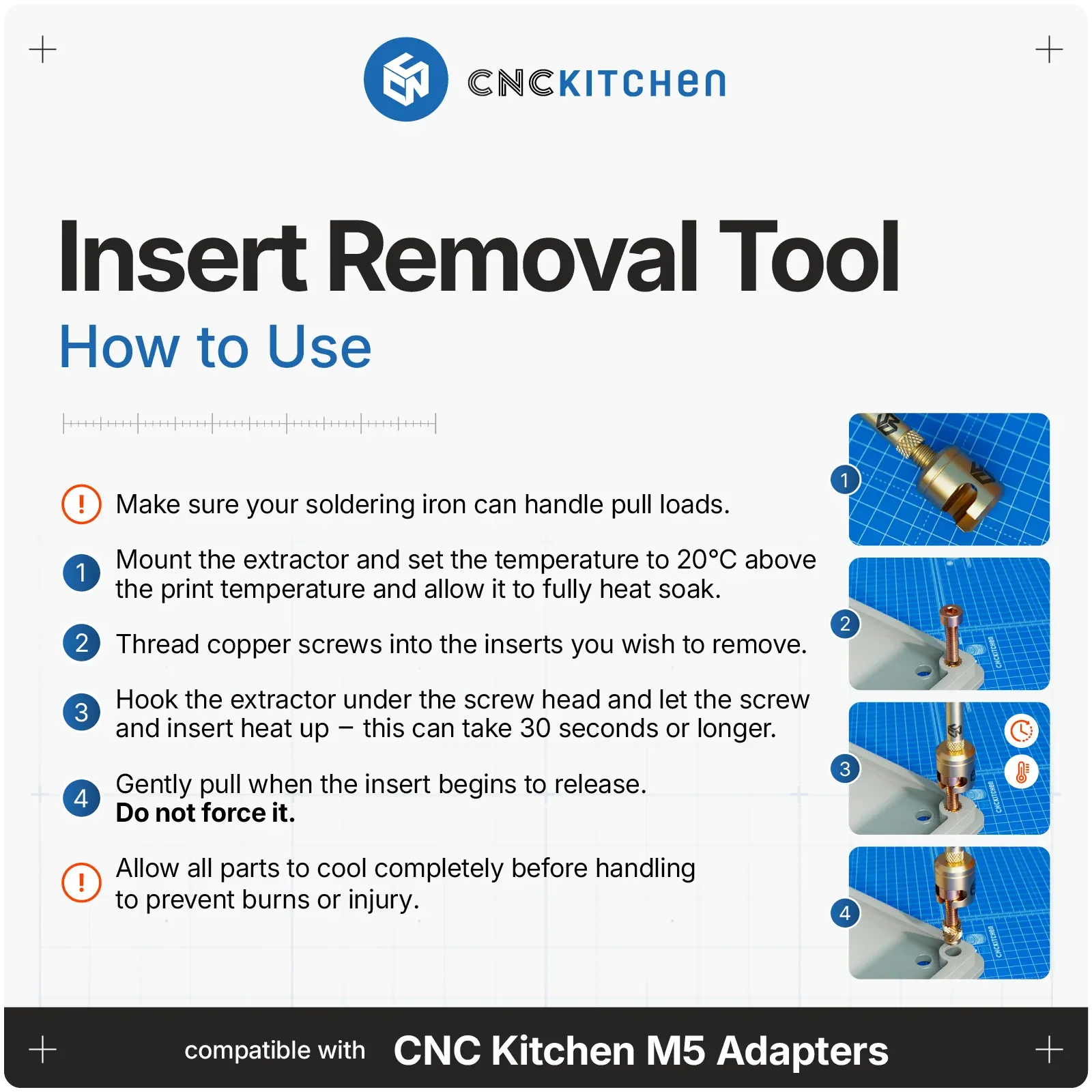 CNC Kitchen  Ausbauwerkzeug für Gewindeeinsätze M2, M2.5 & M3    Insert Removal Tool