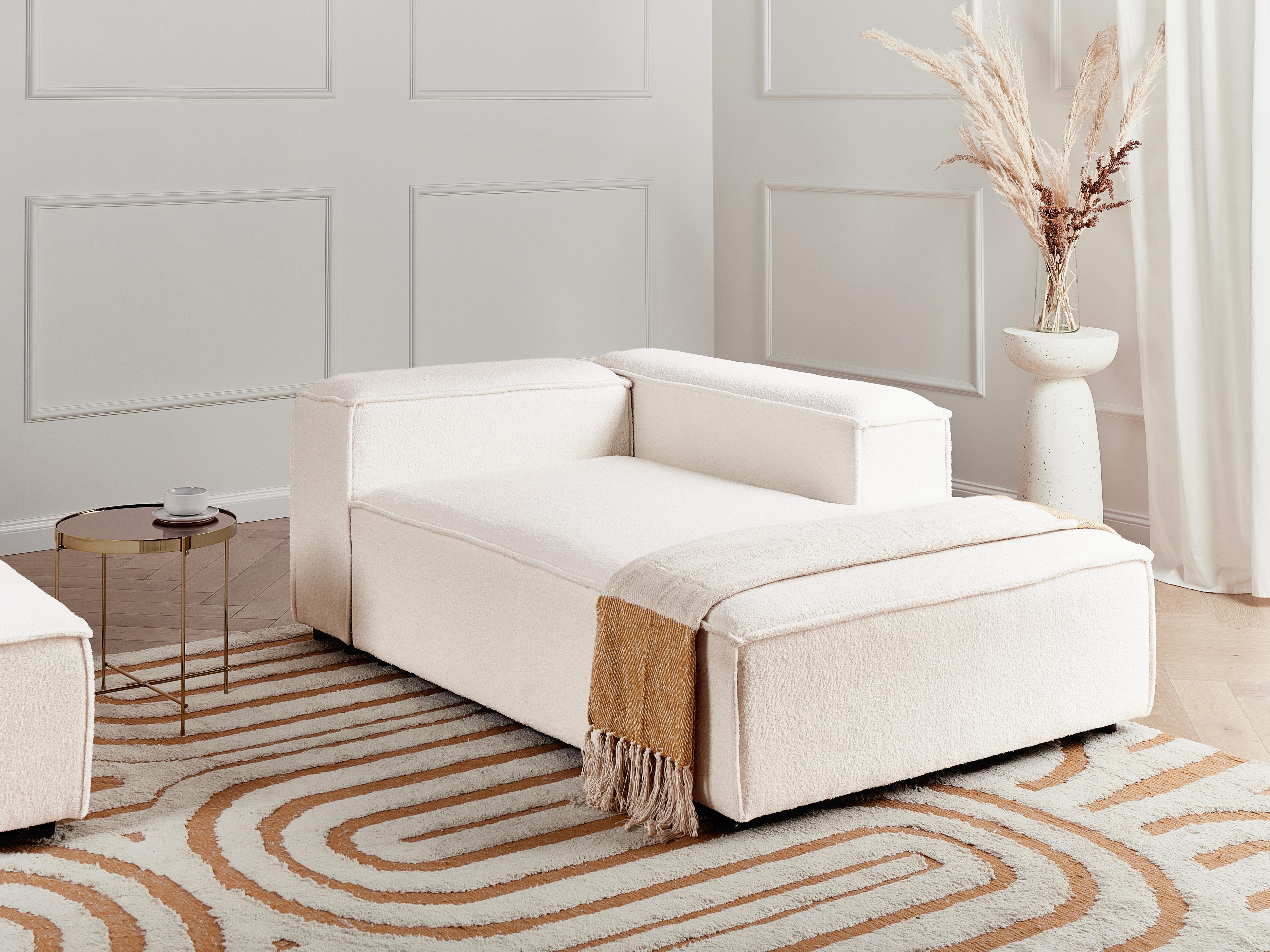Linkszijdige chaise longue ARDAL Bouclé Gebroken wit