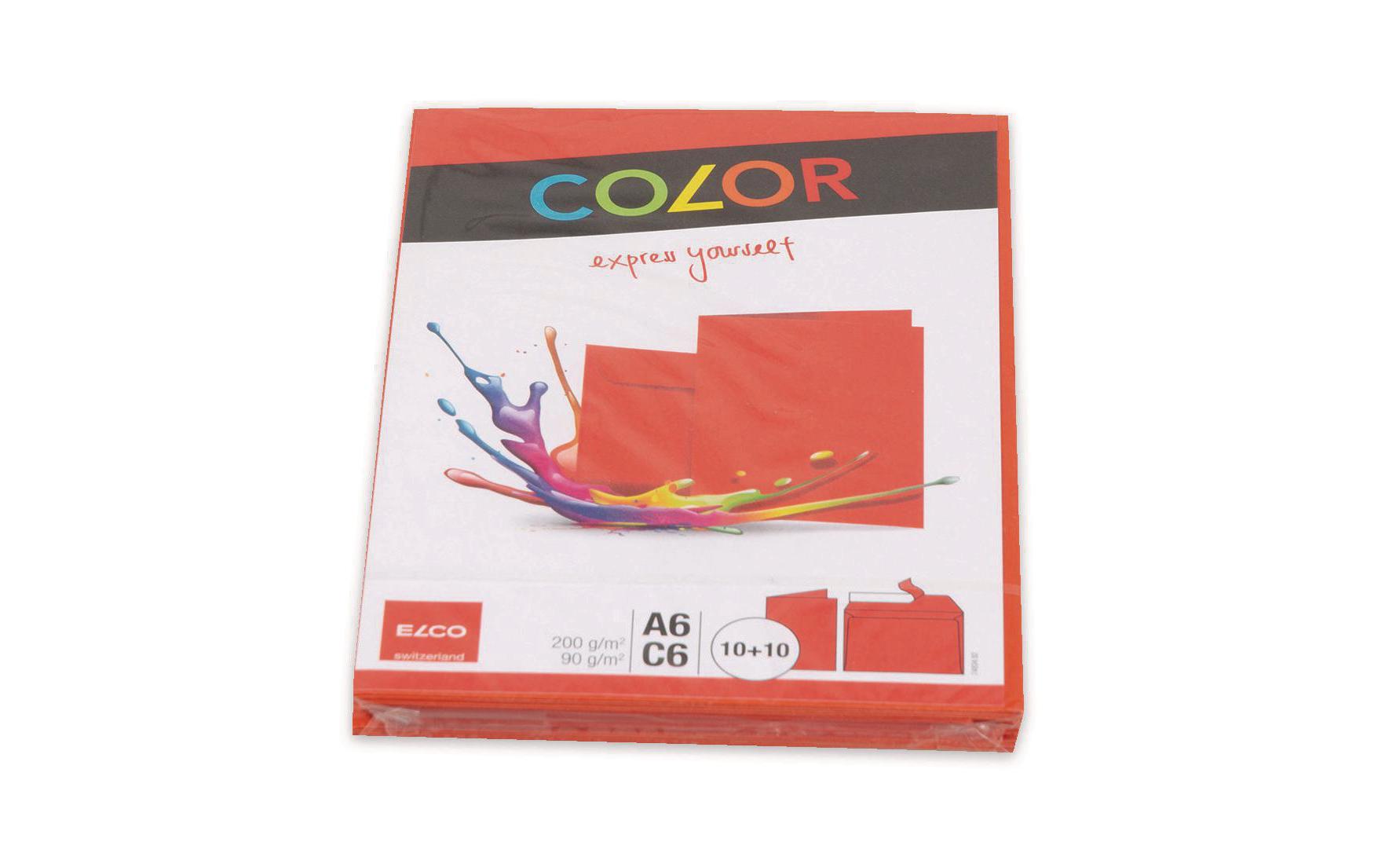 Doppelkarte mit Couvert Color A6/C6 Rot, 20 StückBriefumschläge mit Doppelkarten A6