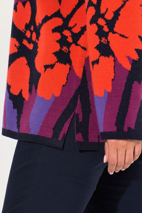 Pullover, Jacquard-Muster, U-Boot-Ausschnitt, Langarm