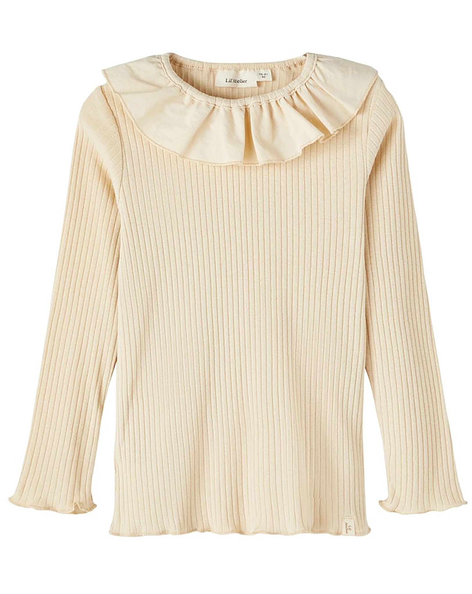 Langarmshirt NMFOMINA mit Rüschenkragen in wood ash