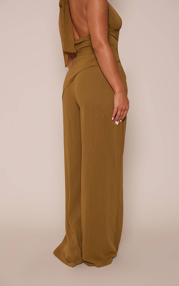 Vert Olive Pantalon Ample Tressé Shape