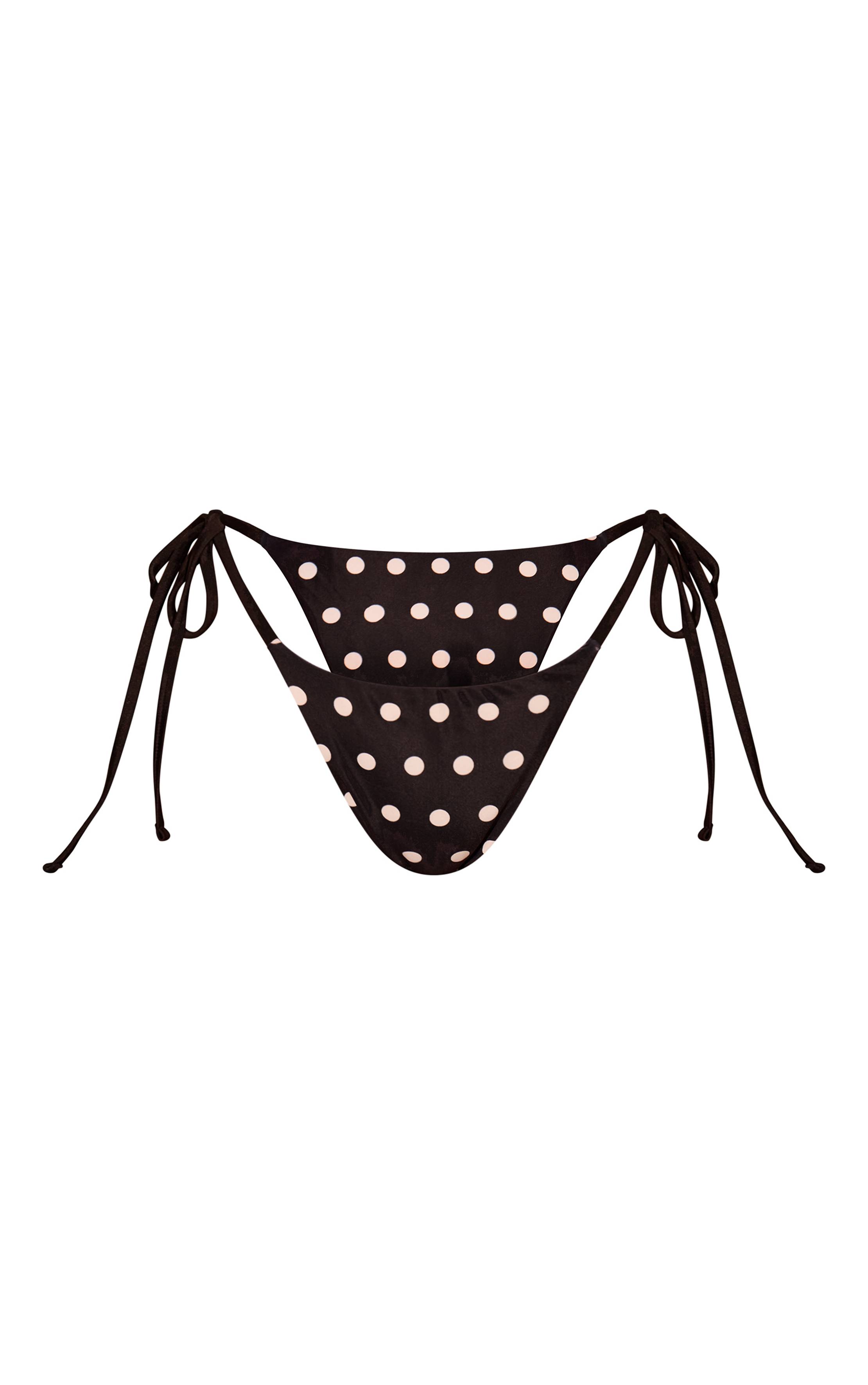 Noir Bas De Bikini À Pois Avec Liens Sur Les Côtés