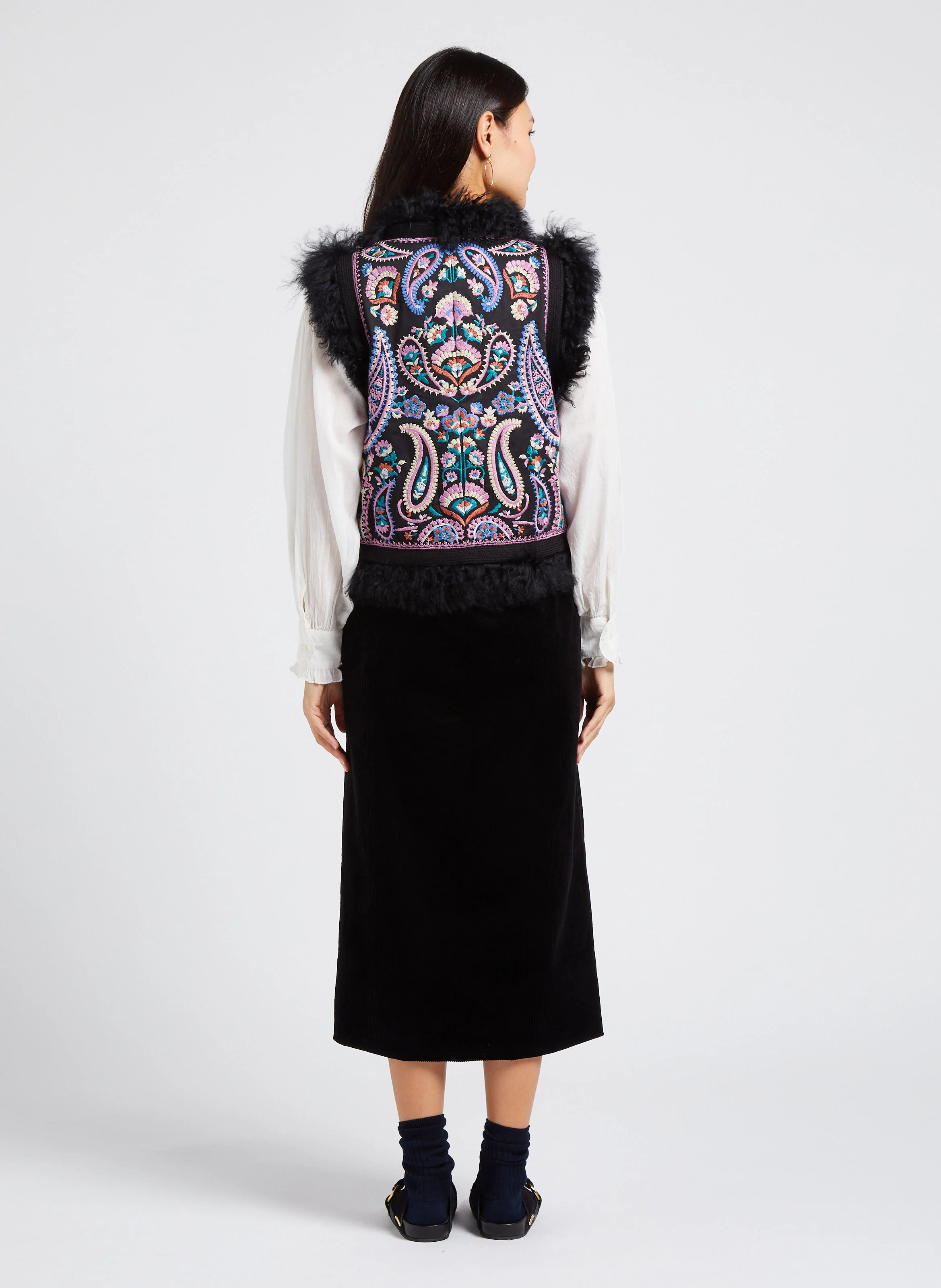 TILDA - Jupe crayon droite en coton mélangé | Noir