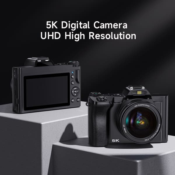 INF Digitalkamera 5K/48MP/16X zoom, 3,5 tommers skjerm og WiFi