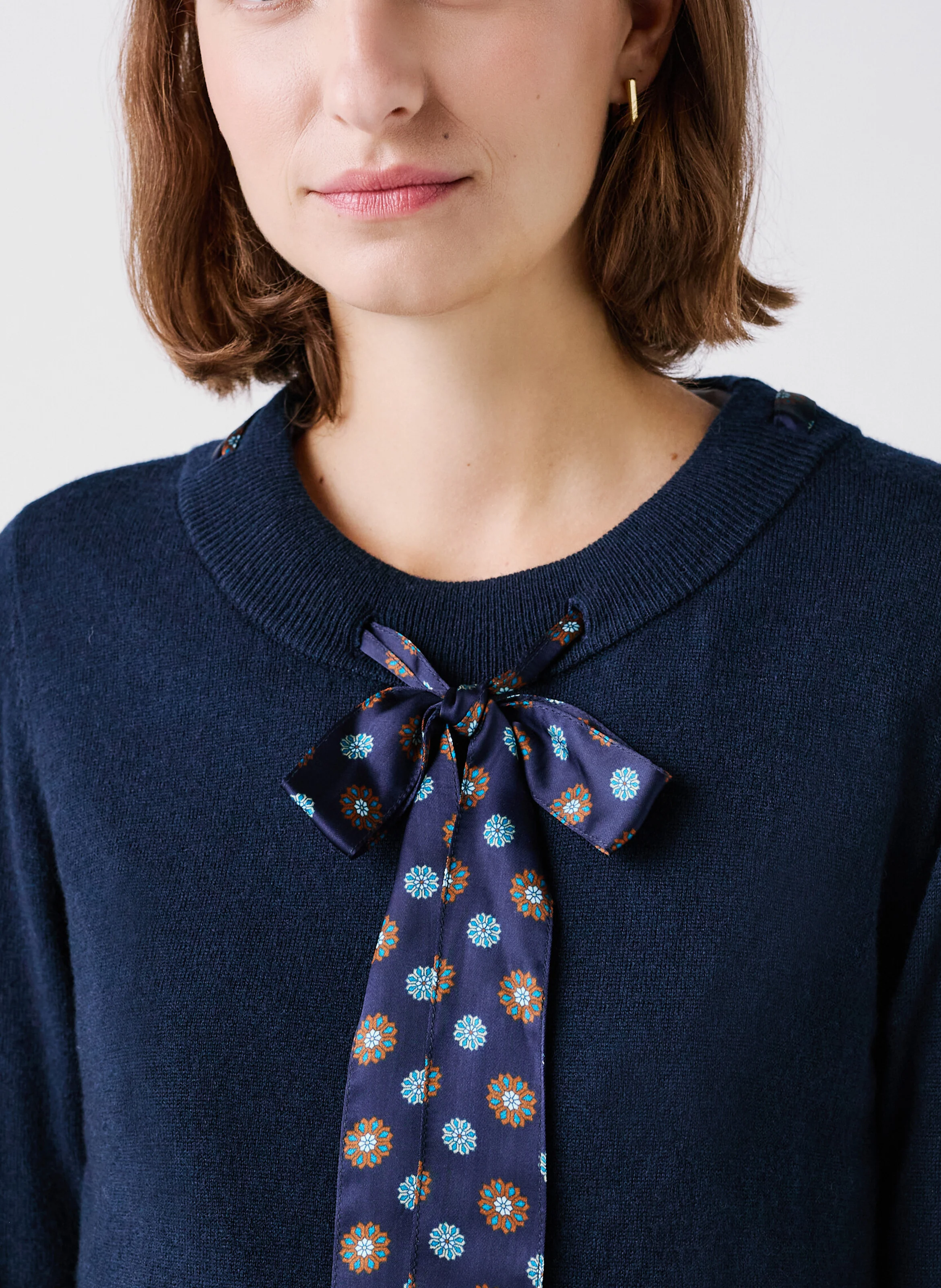 MLANA - Pull col rond en laine mélangée | Bleu