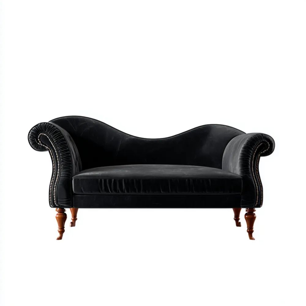 Chaiselongue Samt 180x75x85 cm - Schwarz - Klassisches Design