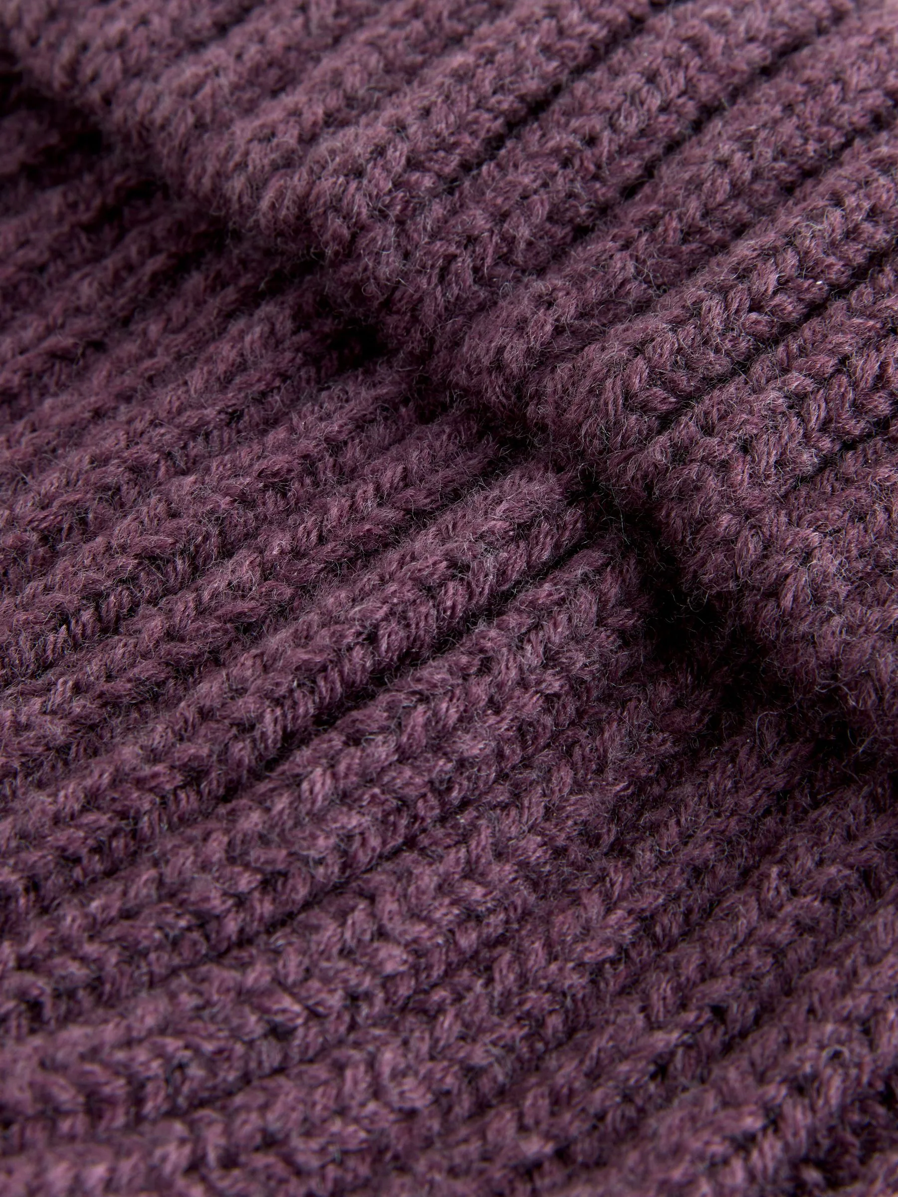 Paars - Geribbelde beanie-muts met pompon (3mnd -16jr)
