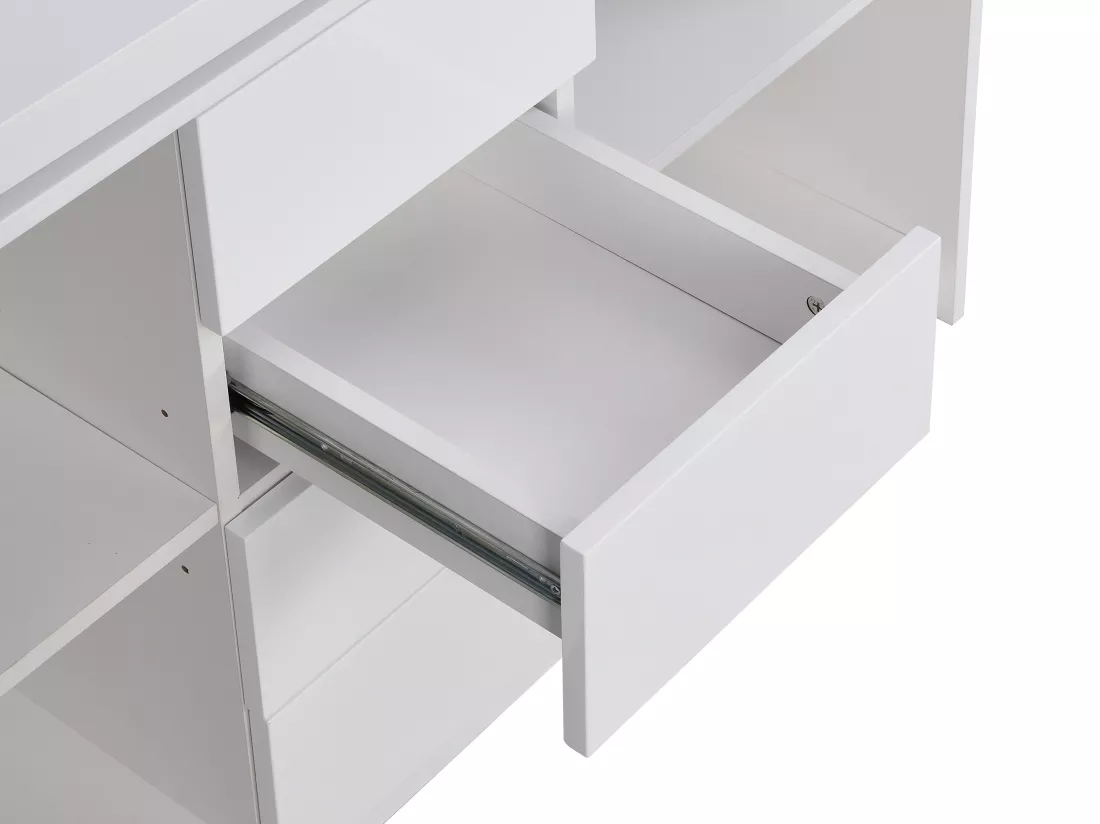 Bureau extensible avec plateau pivotant 360° - MDF - Blanc laqué - PAVELO