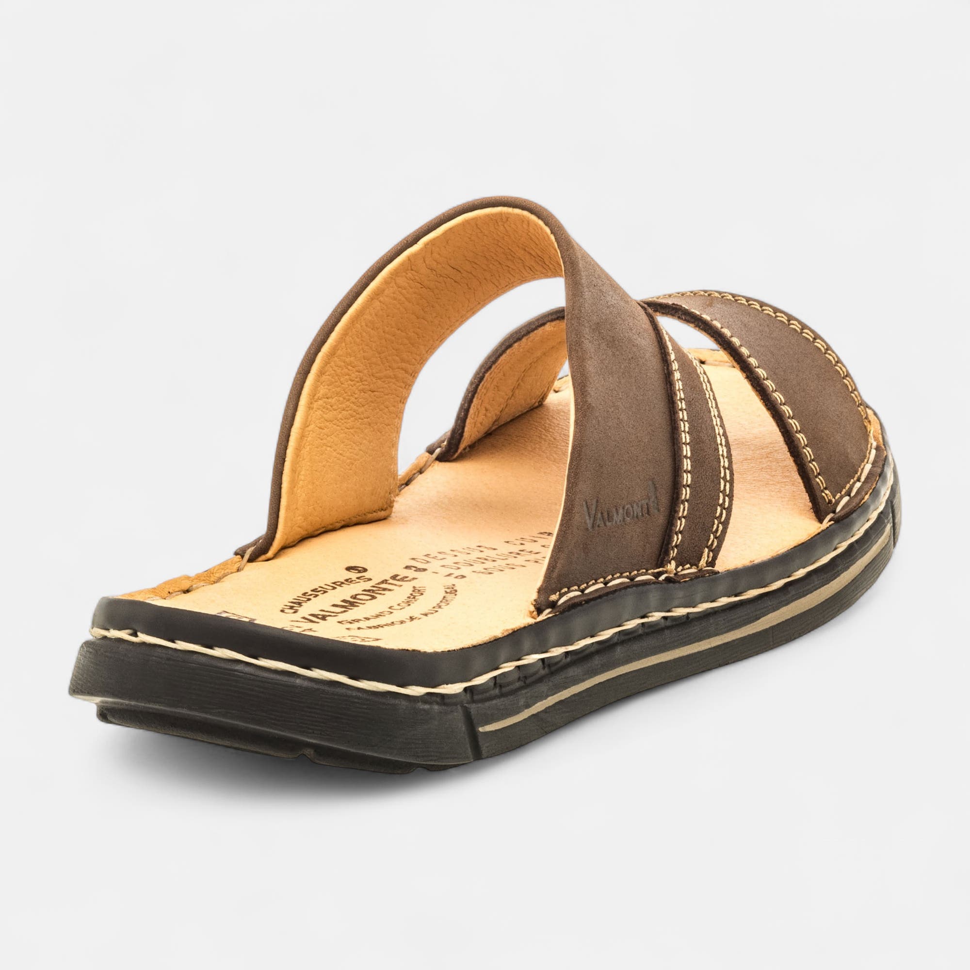 Nu-pieds Homme en cuir marron