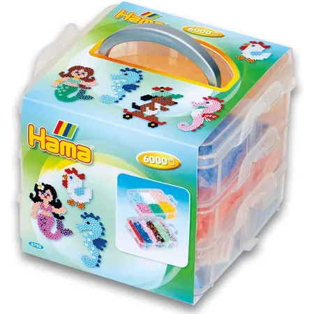 Hama Bügelperlen 6703 Set mit Sortierbox und ca. 6.000 bunten Midi Bügelperlen