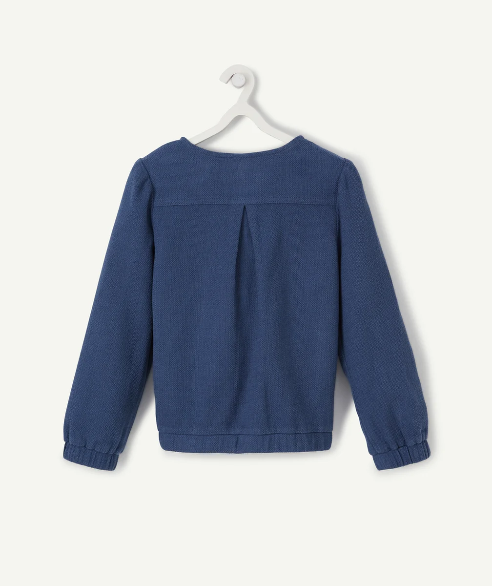 LA VESTE BOMBERS BLEUE EN COTON ET LIN