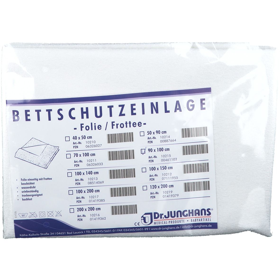 Dr. Junghans® Bettschutzeinlage 90x100cm Folie Frottee