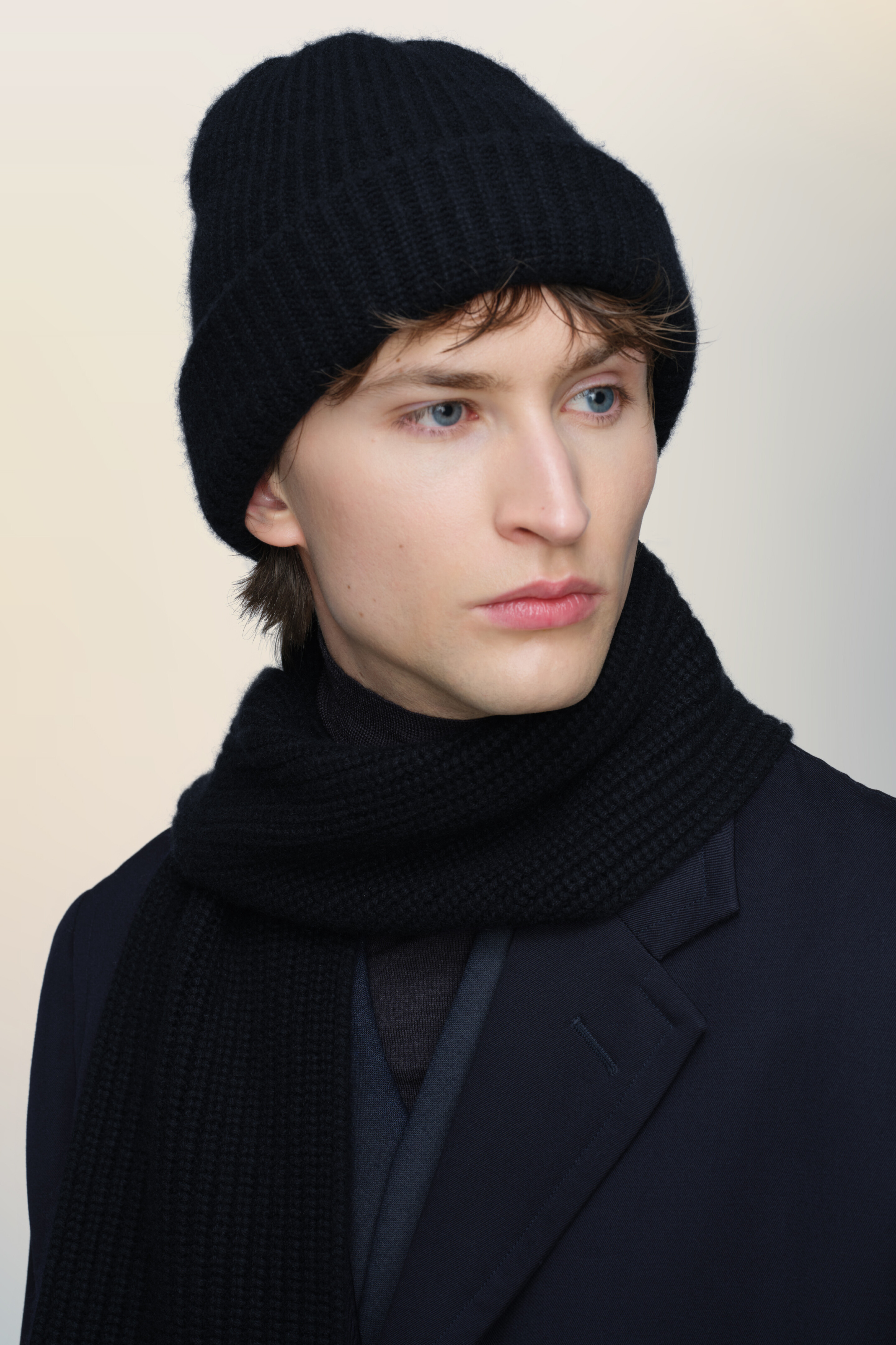 Bonnet en cachemire bleu pour homme Bleu Foncé